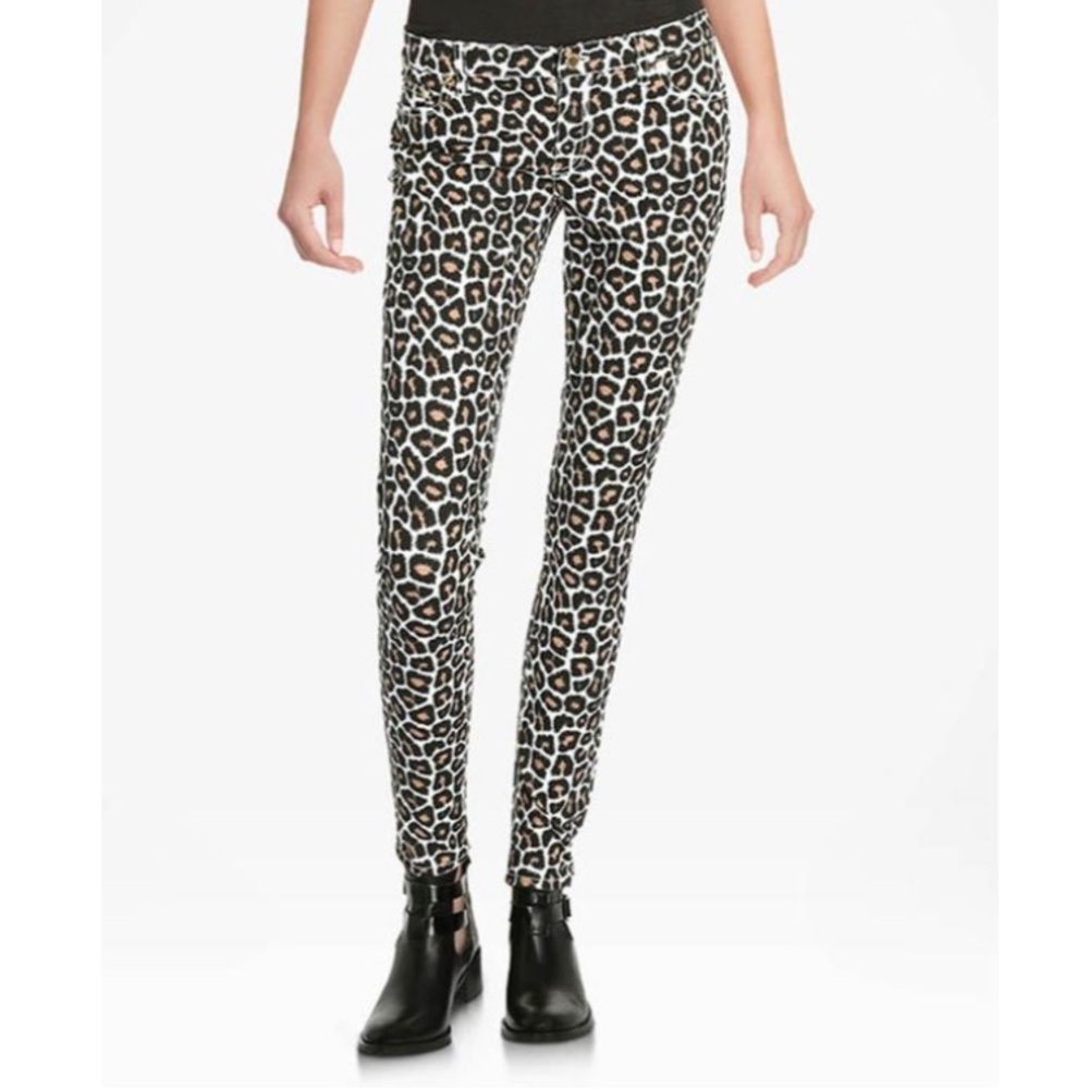 Michael Kors White Suntan Leopard Print Jeans - Size 6